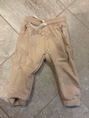 Little Bipsy Beige Smile Print Joggers
